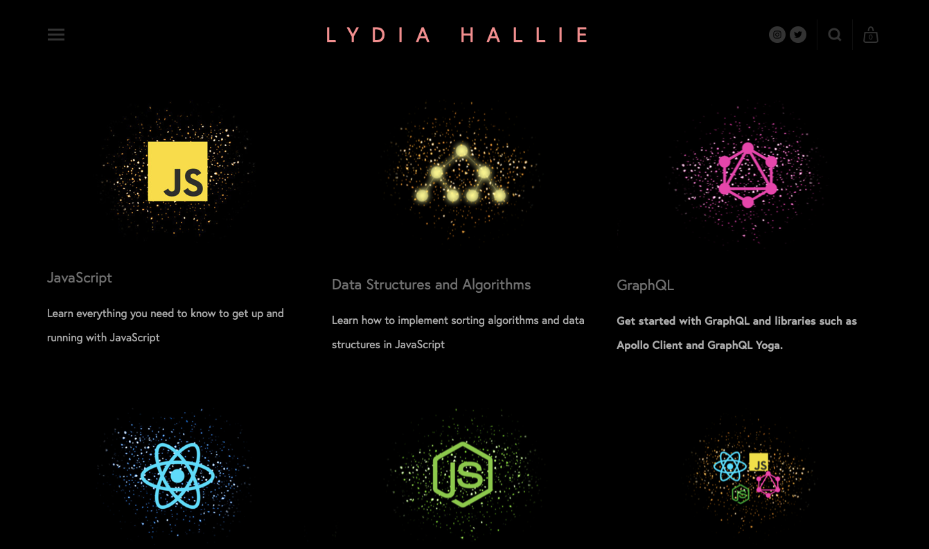 Lydia Hallie website featuring tech she uses