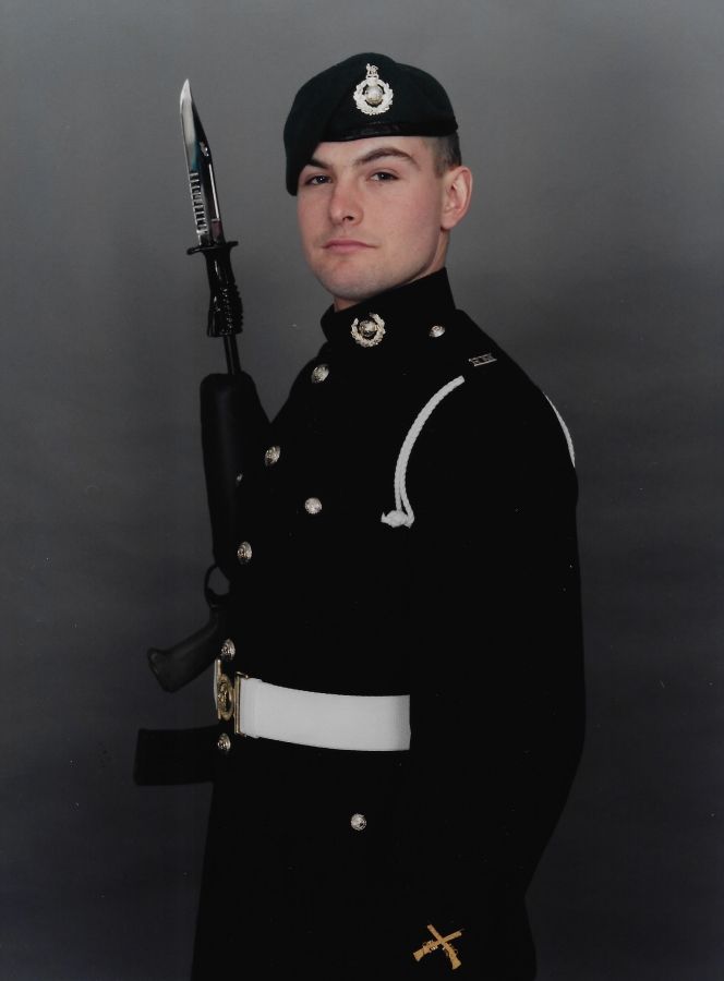 Ben, Royal Marine, with gun