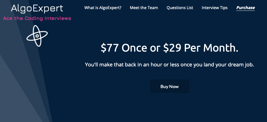 Screnshot of AlgoExpert website
