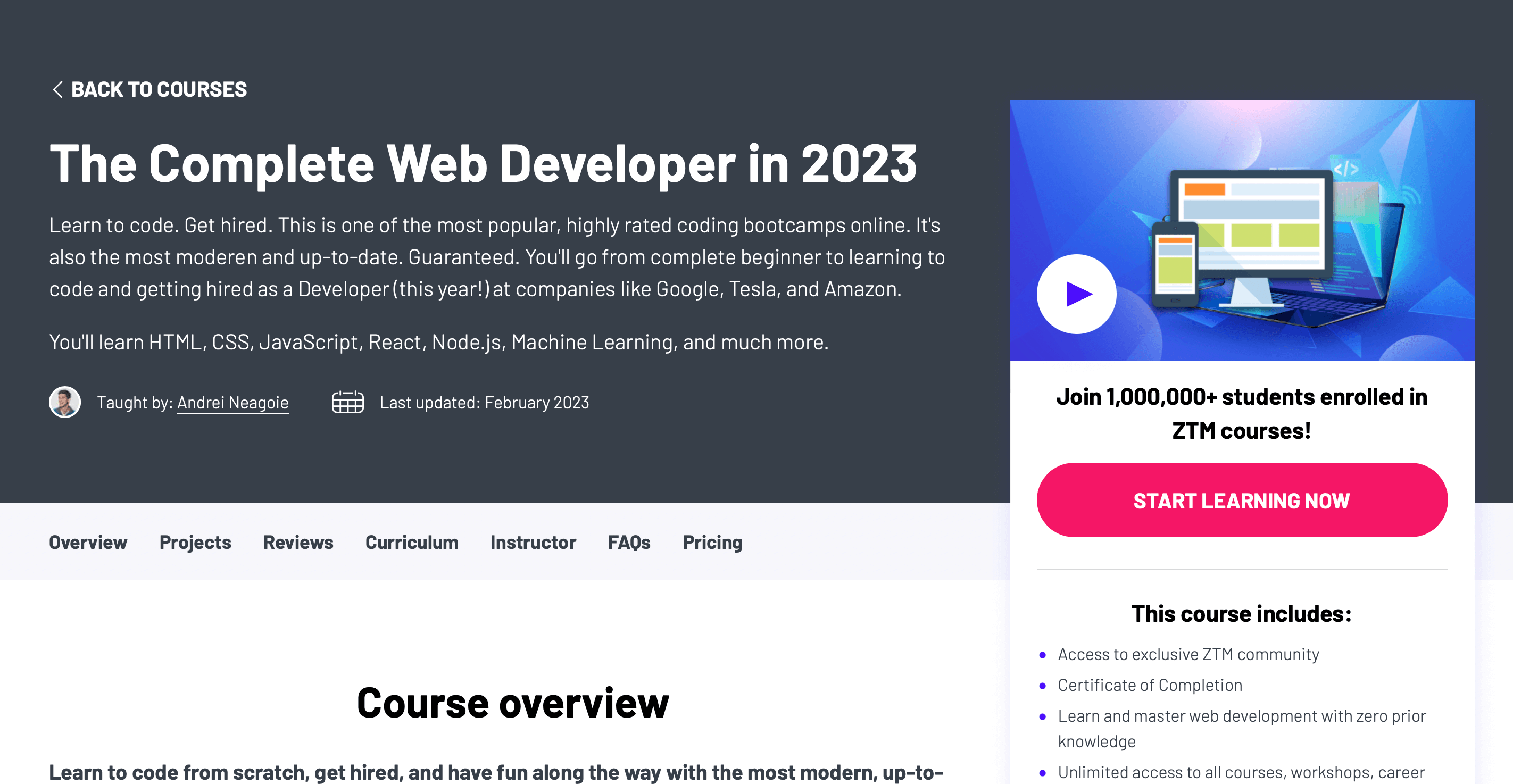 Zero to Mastery coding course