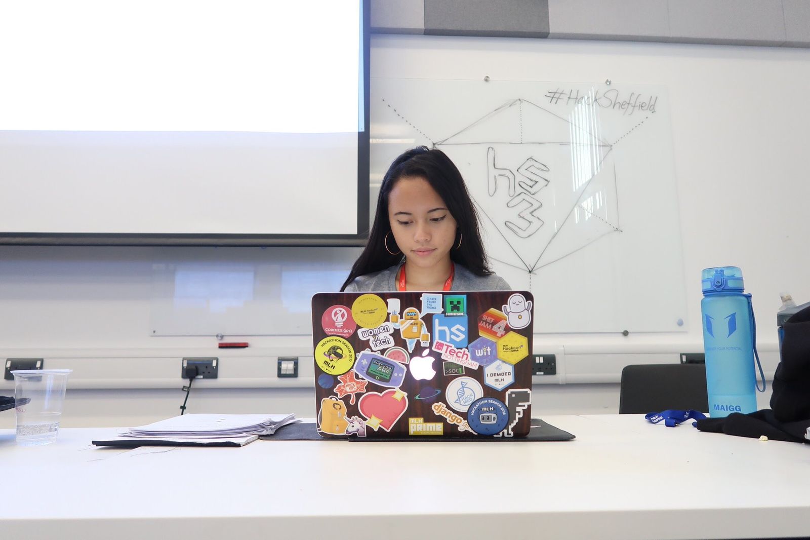 Pauline with laptop